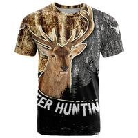 Deer Hunting Old Tree Bark Texture And Dry Broadleaf Forest Abstract Pattern T Shirt - Wonder Print Shop
