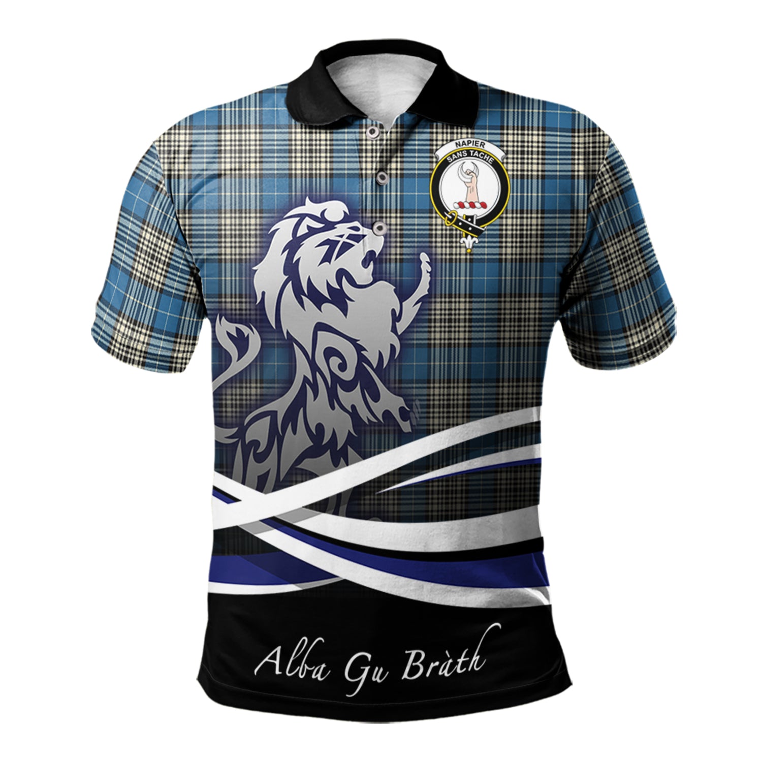 scottish-napier-ancient-clan-crest-scotland-lion-tartan-polo-shirt