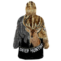 Deer Hunting Old Tree Bark Texture And Dry Broadleaf Forest Abstract Pattern Wearable Blanket Hoodie - Wonder Print Shop