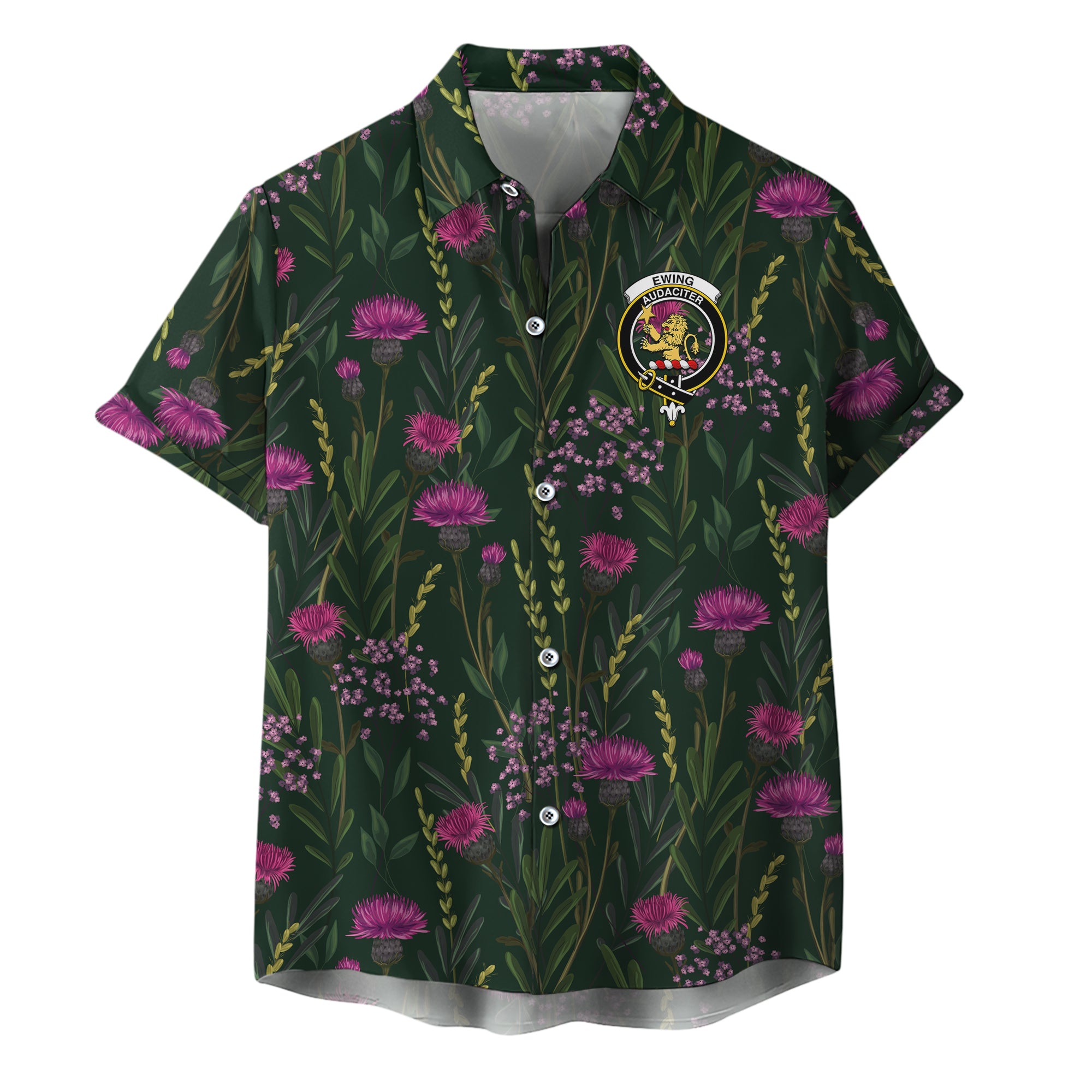 scottish-ewing-clan-crest-thistle-hawaiian-shirt