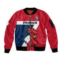 (Custom Text And Number) France Rugby 7s Sporty Style Sleeve Zip Bomber Jacket - Wonder Print Shop