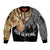 Deer Hunting Old Tree Bark Texture And Dry Broadleaf Forest Abstract Pattern Sleeve Zip Bomber Jacket - Wonder Print Shop