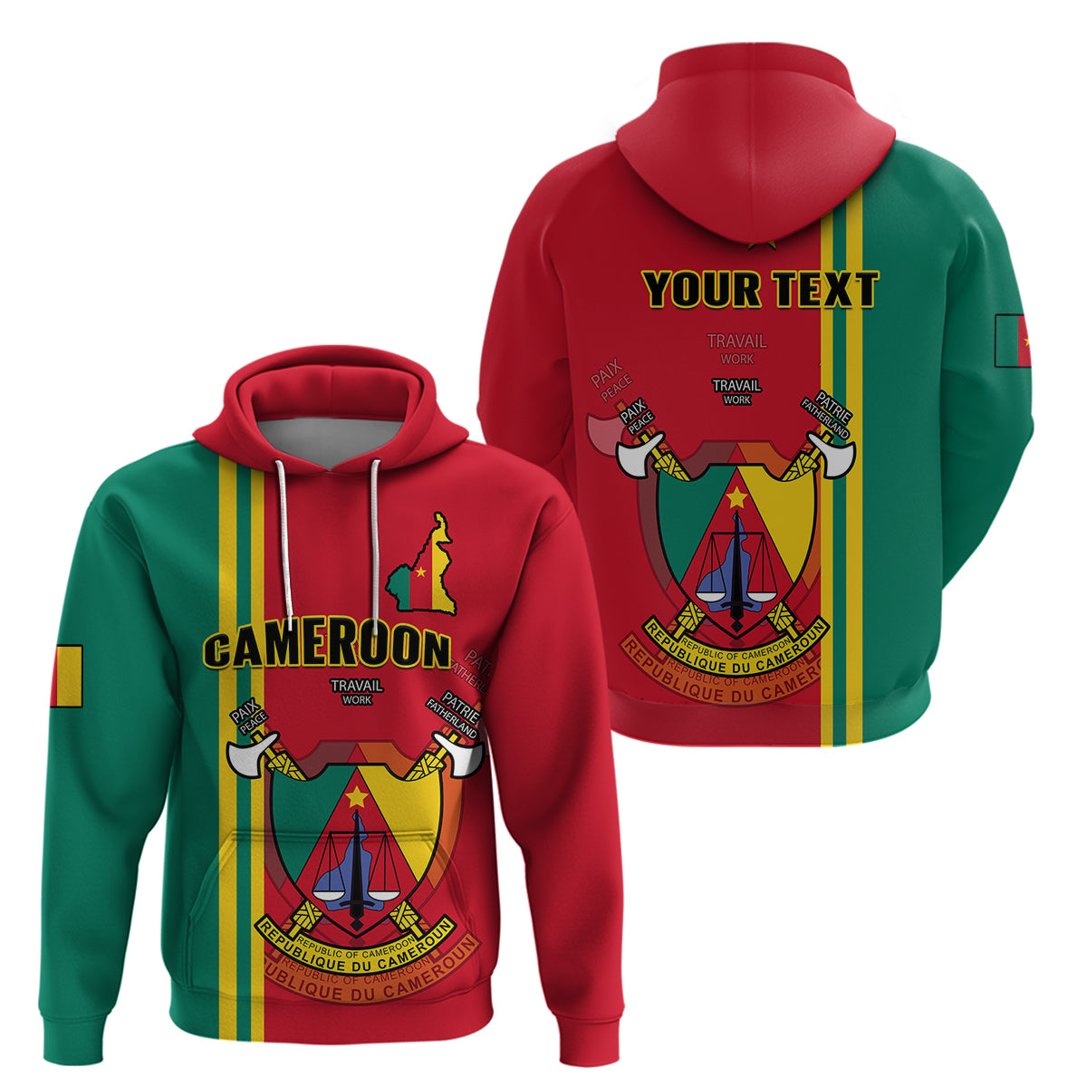 Custom Cameroon Hoodie Happy Unity Day Cameroun Coat Of Arms - Wonder Print Shop