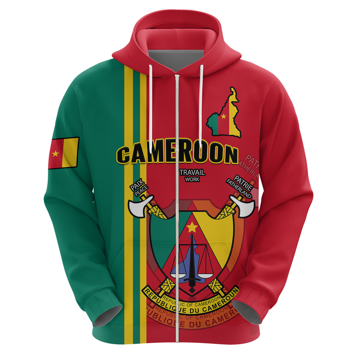 Custom Cameroon Hoodie Happy Unity Day Cameroun Coat Of Arms - Wonder Print Shop