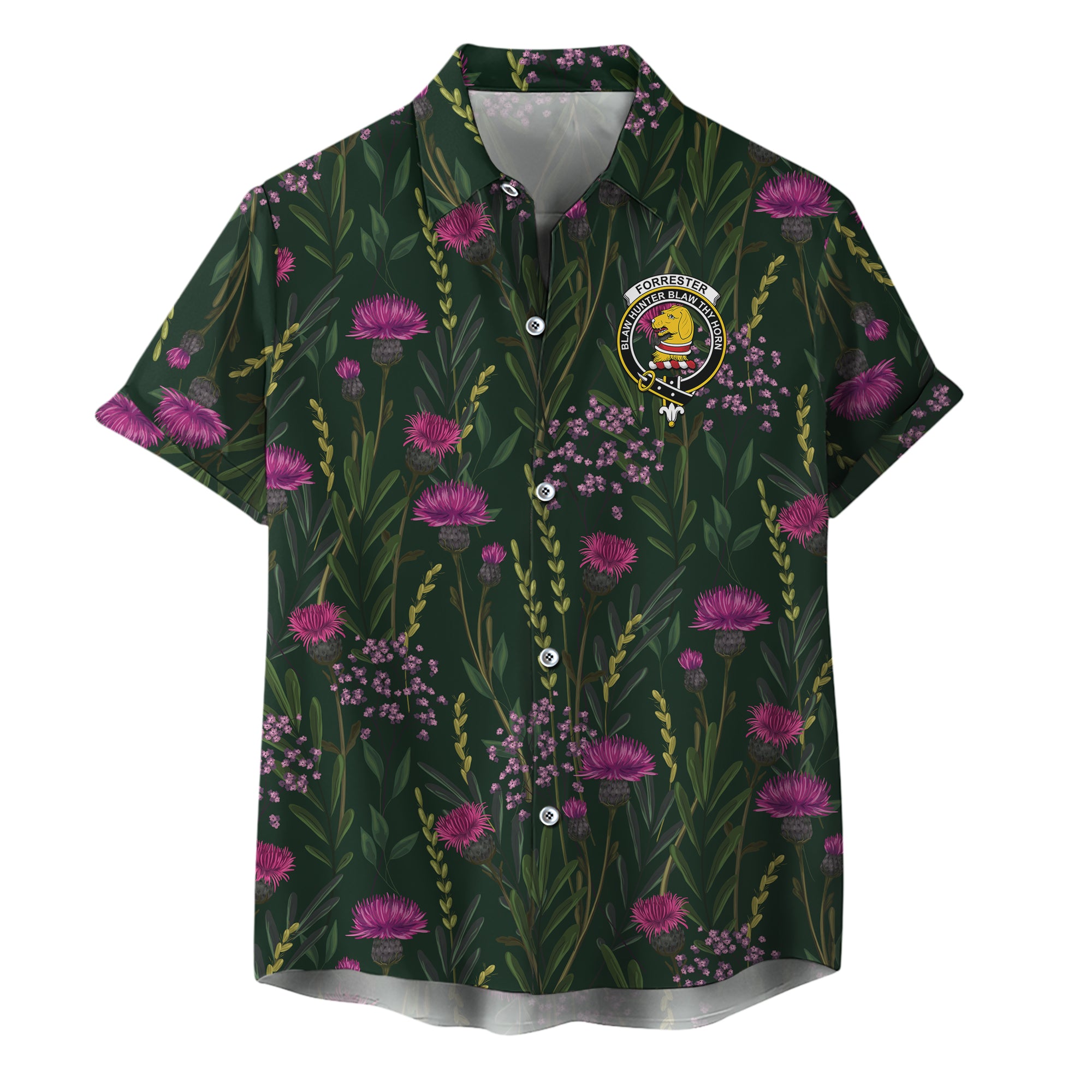 scottish-forrester-clan-crest-thistle-hawaiian-shirt
