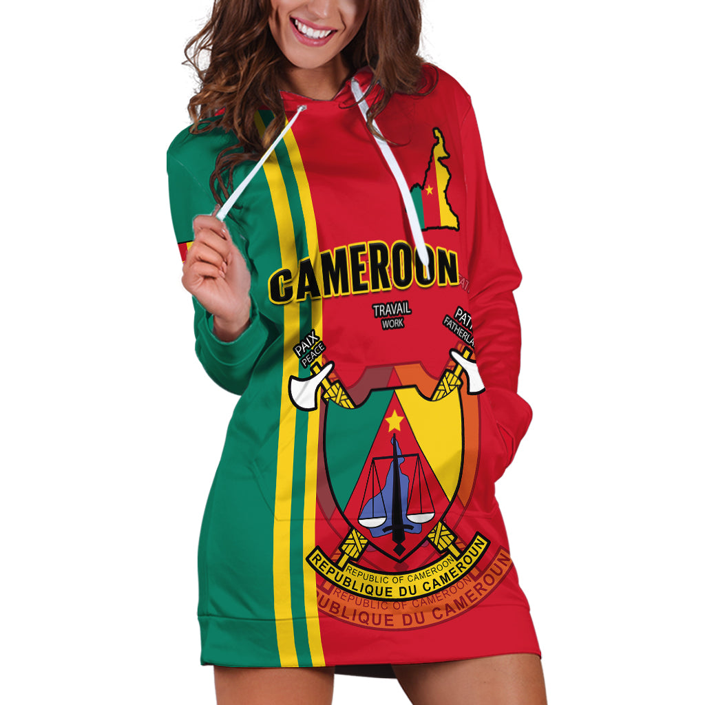 Cameroon Happy Unity Day Cameroun Coat Of Arms Hoodie Dress - Wonder Print Shop