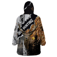 Deer Hunting Dry Broadleaf Forest Grunge Pattern Wearable Blanket Hoodie - Wonder Print Shop