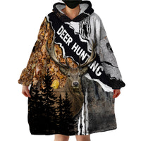 Deer Hunting Dry Broadleaf Forest Grunge Pattern Wearable Blanket Hoodie - Wonder Print Shop