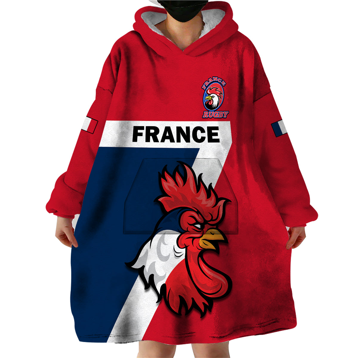 France Rugby 7s Sporty Style Wearable Blanket Hoodie - Wonder Print Shop