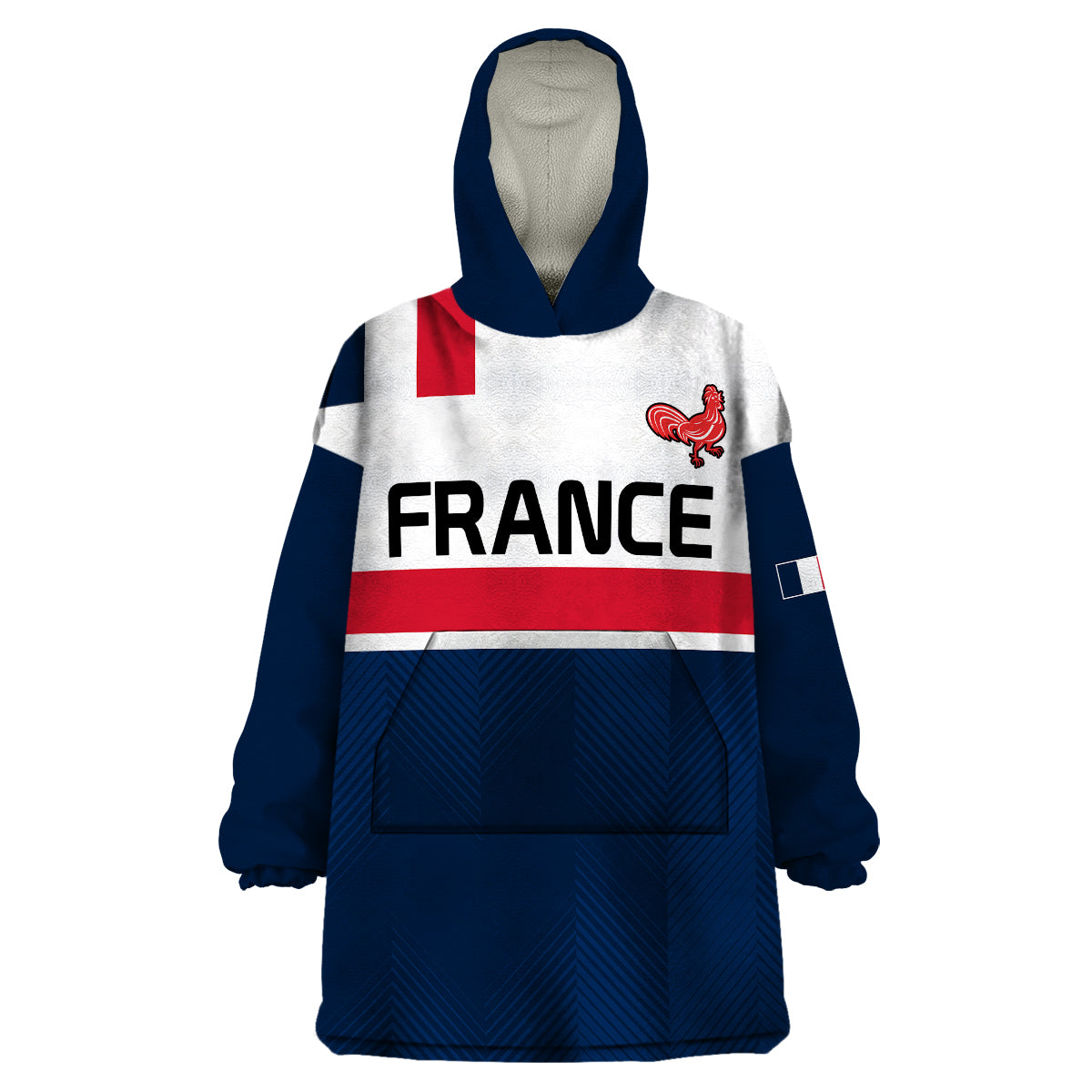(Custom Personalised) France Rugby 7s Le XV de France Wearable Blanket Hoodie - Wonder Print Shop