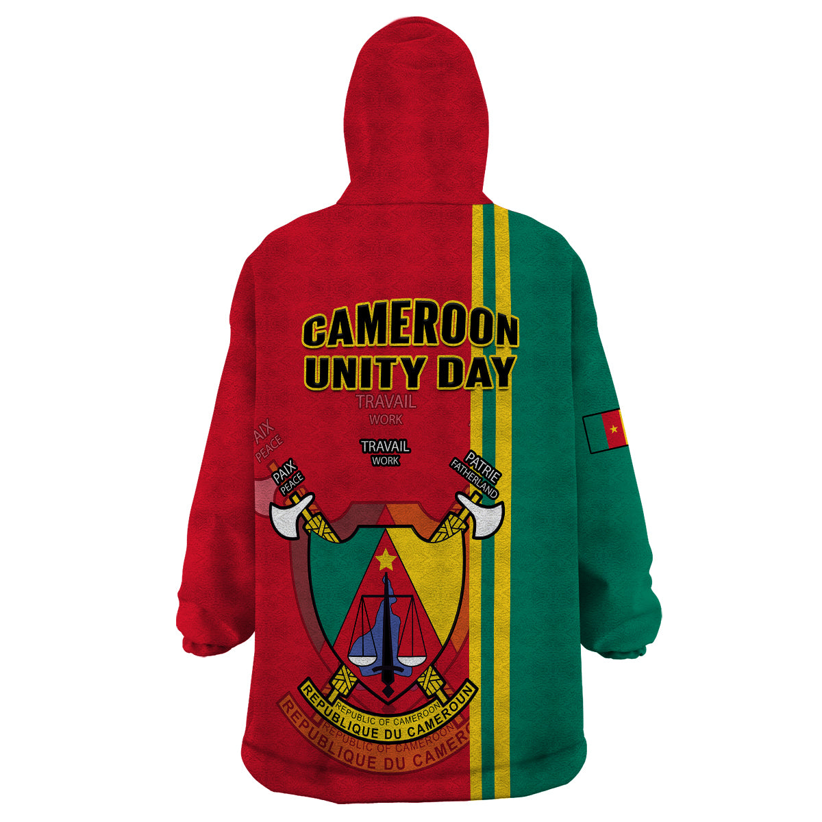 Cameroon Happy Unity Day Cameroun Coat Of Arms Wearable Blanket Hoodie - Wonder Print Shop
