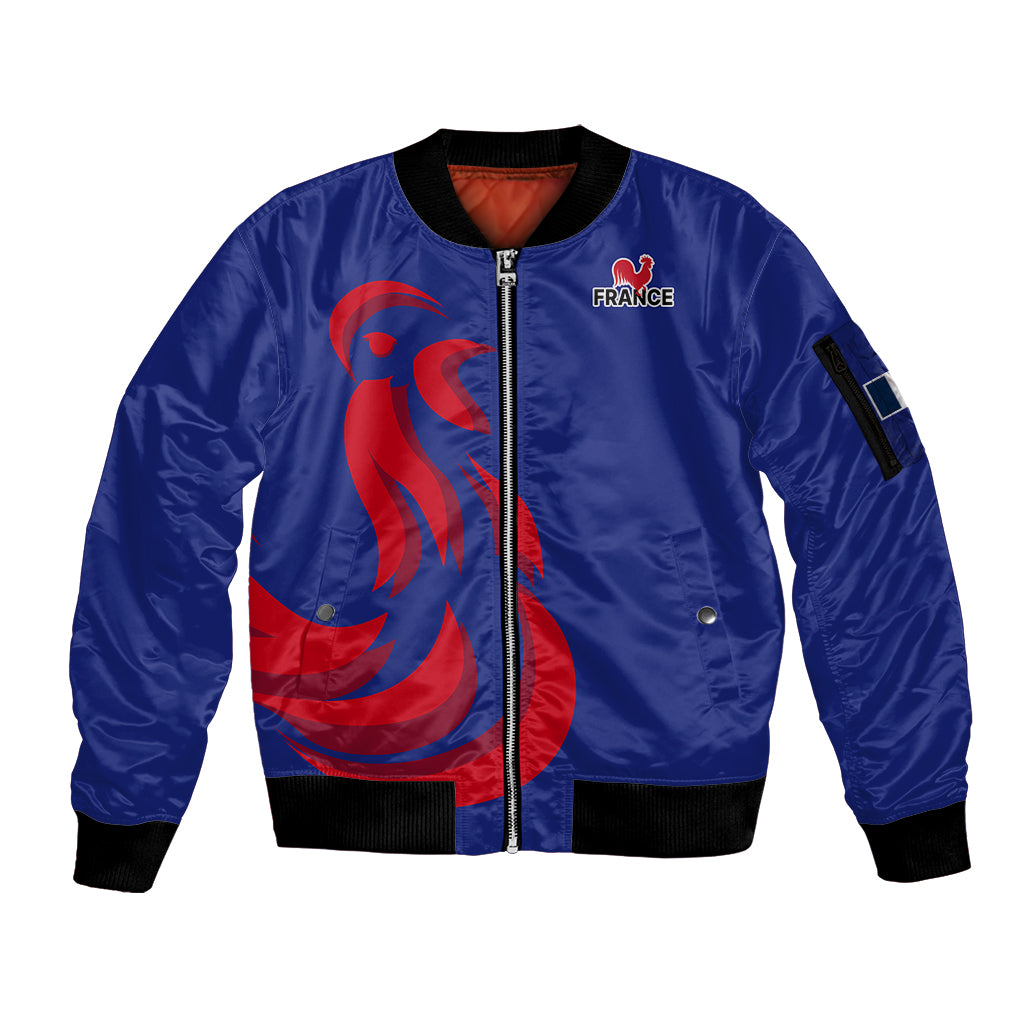 France Rugby 7s 2023 Les Bleus Roosters Sleeve Zip Bomber Jacket - Wonder Print Shop