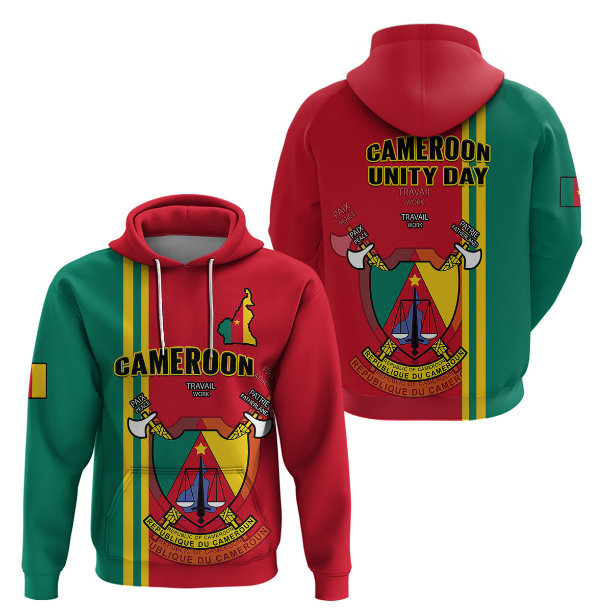 Cameroon Hoodie Happy Unity Day Cameroun Coat Of Arms - Wonder Print Shop