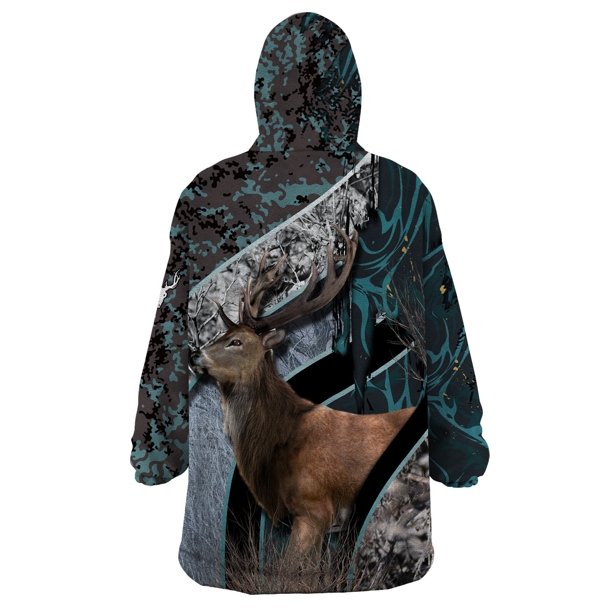 Deer Hunting Abstract Pattern Wearable Blanket Hoodie - Wonder Print Shop