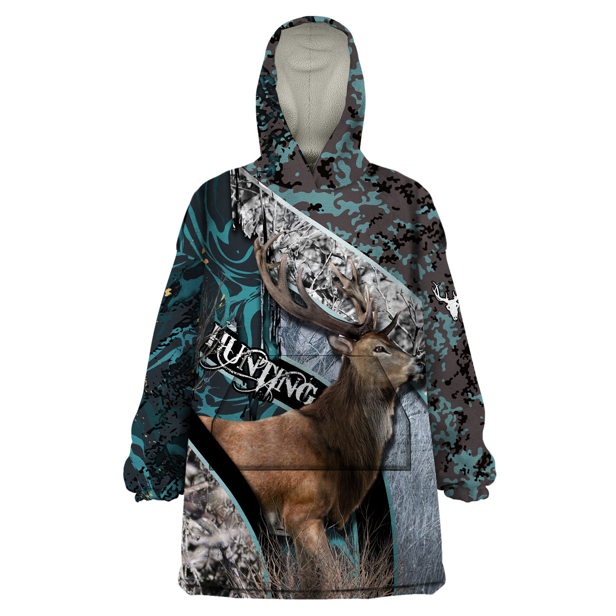 Deer Hunting Abstract Pattern Wearable Blanket Hoodie - Wonder Print Shop