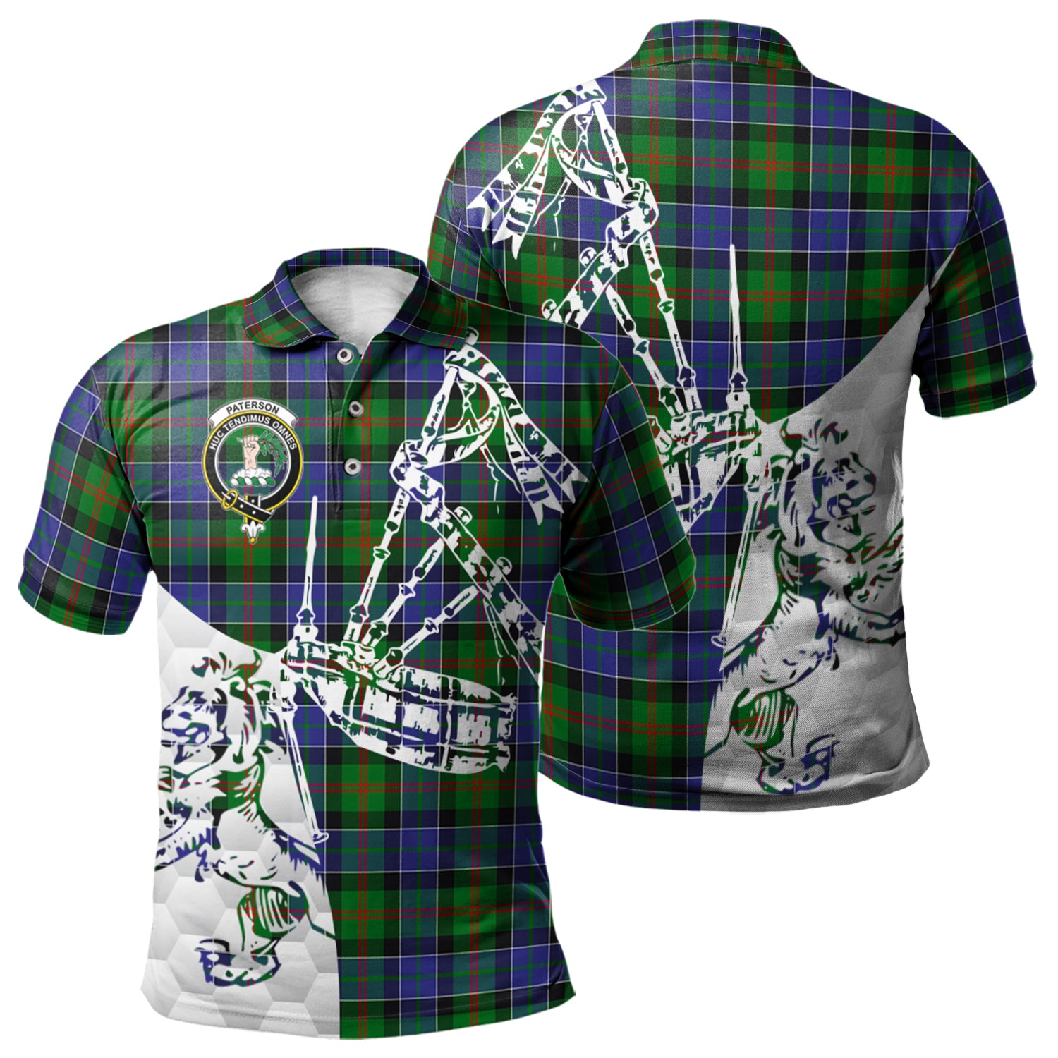 scottish-paterson-clan-crest-tartan-polo-shirt-lion-and-bagpipes-style