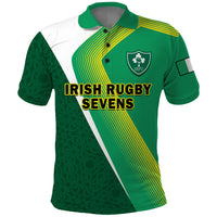 (Custom Text And Number) Ireland Rugby 7s Celtic Cross Shamrock Polo Shirt - Wonder Print Shop