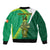 (Custom Text And Number) Ireland Rugby 7s Celtic Cross Shamrock Sleeve Zip Bomber Jacket - Wonder Print Shop