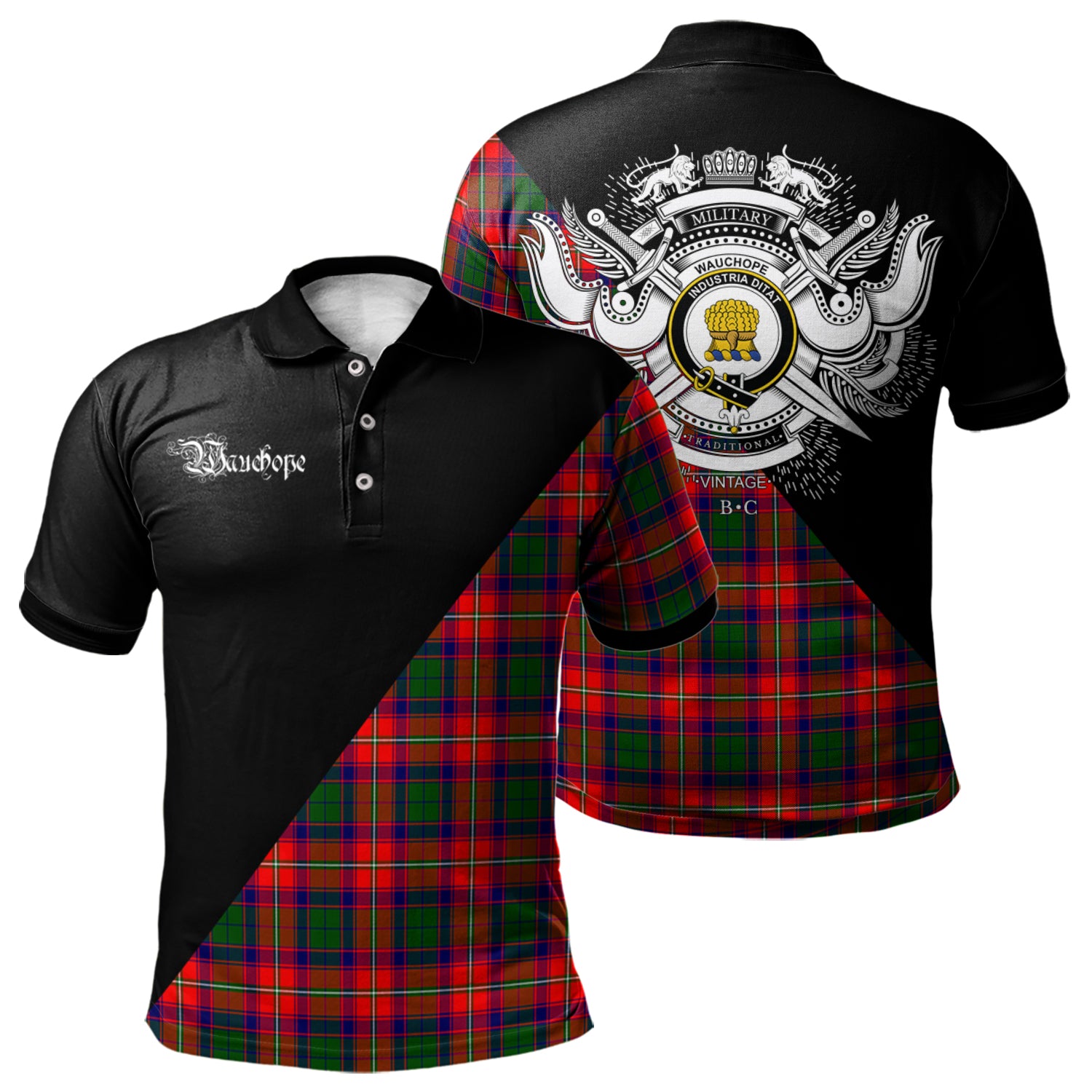 scottish-wauchope-clan-crest-military-logo-tartan-polo-shirt