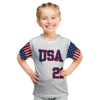 (Custom Personalised) United States 2023 Baseball Classic Uniform USA Flag Kid T Shirt - Wonder Print Shop