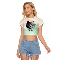 Personalised Mama Bear US Flag First Mother's Day Together Raglan Cropped T Shirt TS07 - Wonder Print Shop