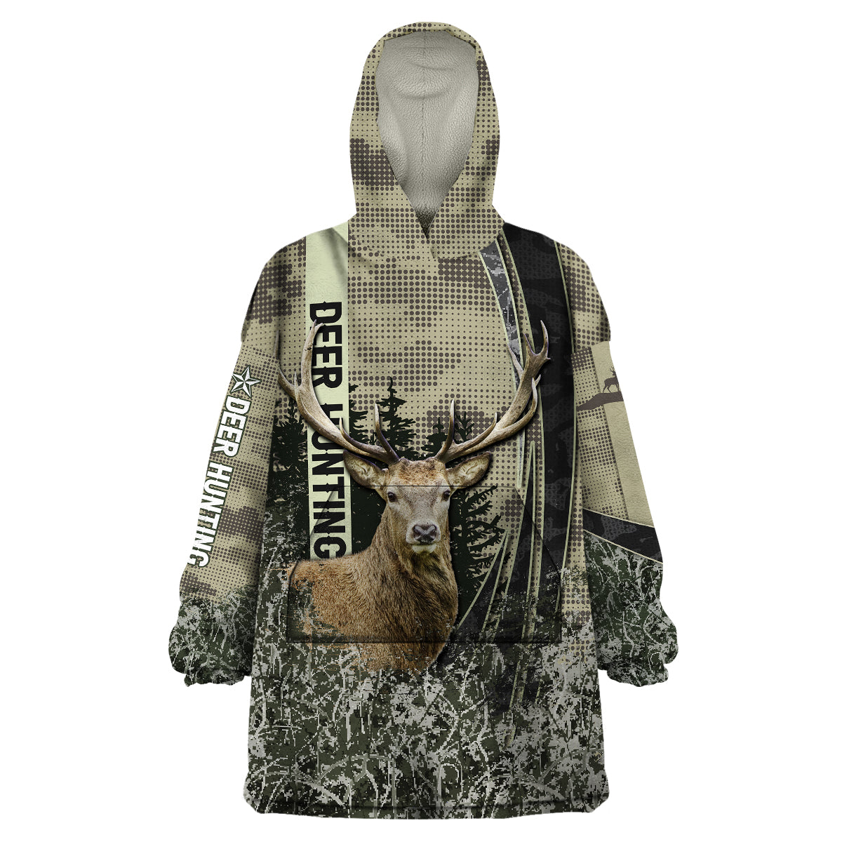 Deer Hunting Camouflaged Modern Abstract Wearable Blanket Hoodie - Wonder Print Shop