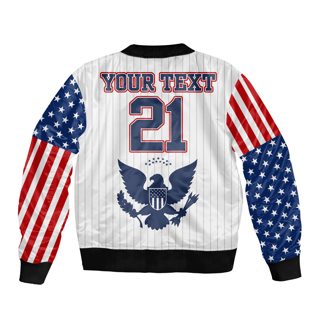 (Custom Personalised) United States 2023 Baseball Classic Uniform USA Flag Sleeve Zip Bomber Jacket - Wonder Print Shop