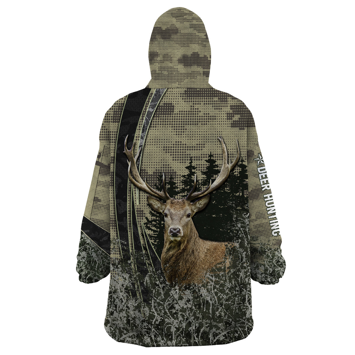 Deer Hunting Camouflaged Modern Abstract Wearable Blanket Hoodie - Wonder Print Shop