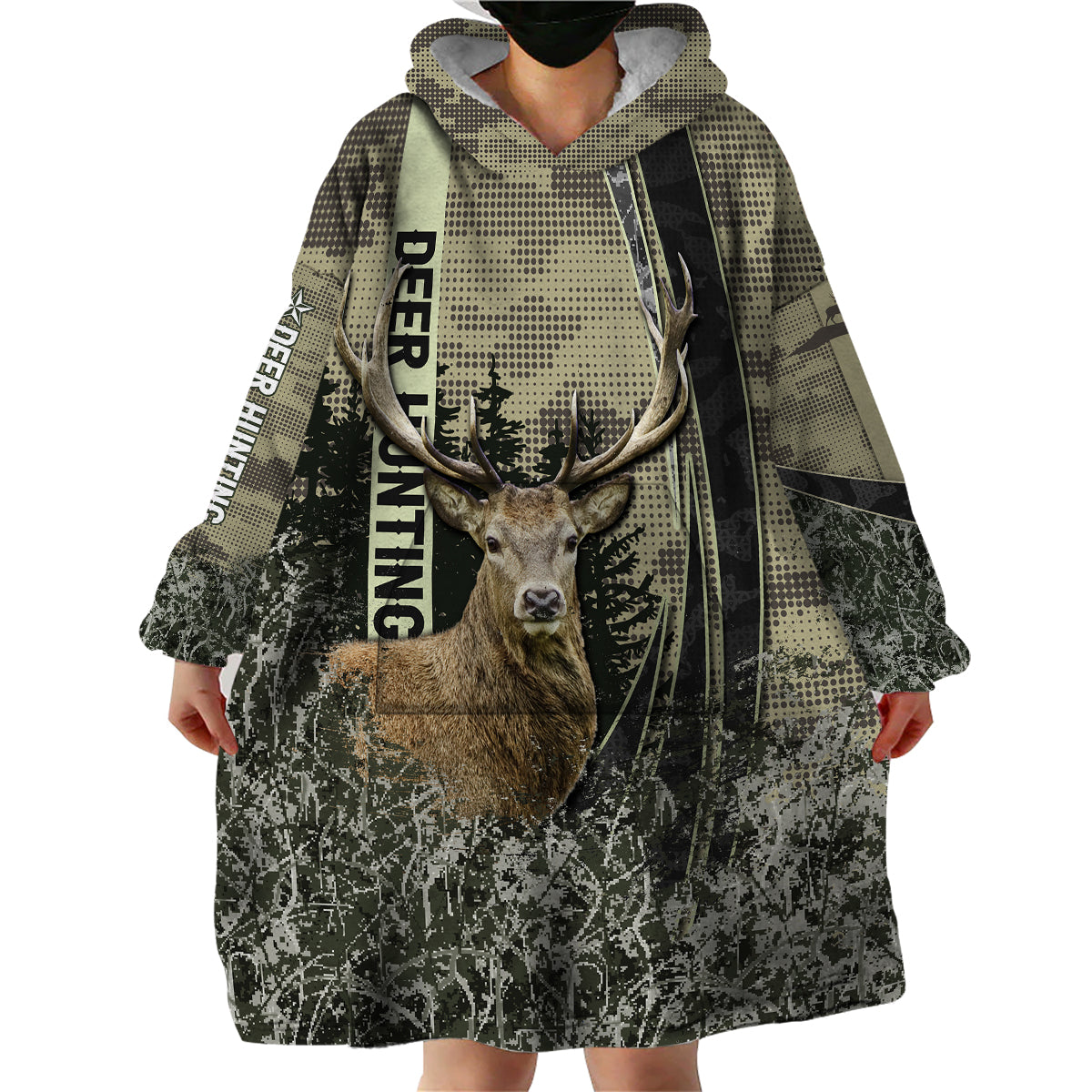 Deer Hunting Camouflaged Modern Abstract Wearable Blanket Hoodie - Wonder Print Shop