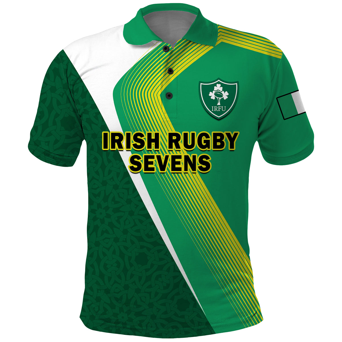 Ireland Rugby 7s Celtic Cross Shamrock Polo Shirt - Wonder Print Shop