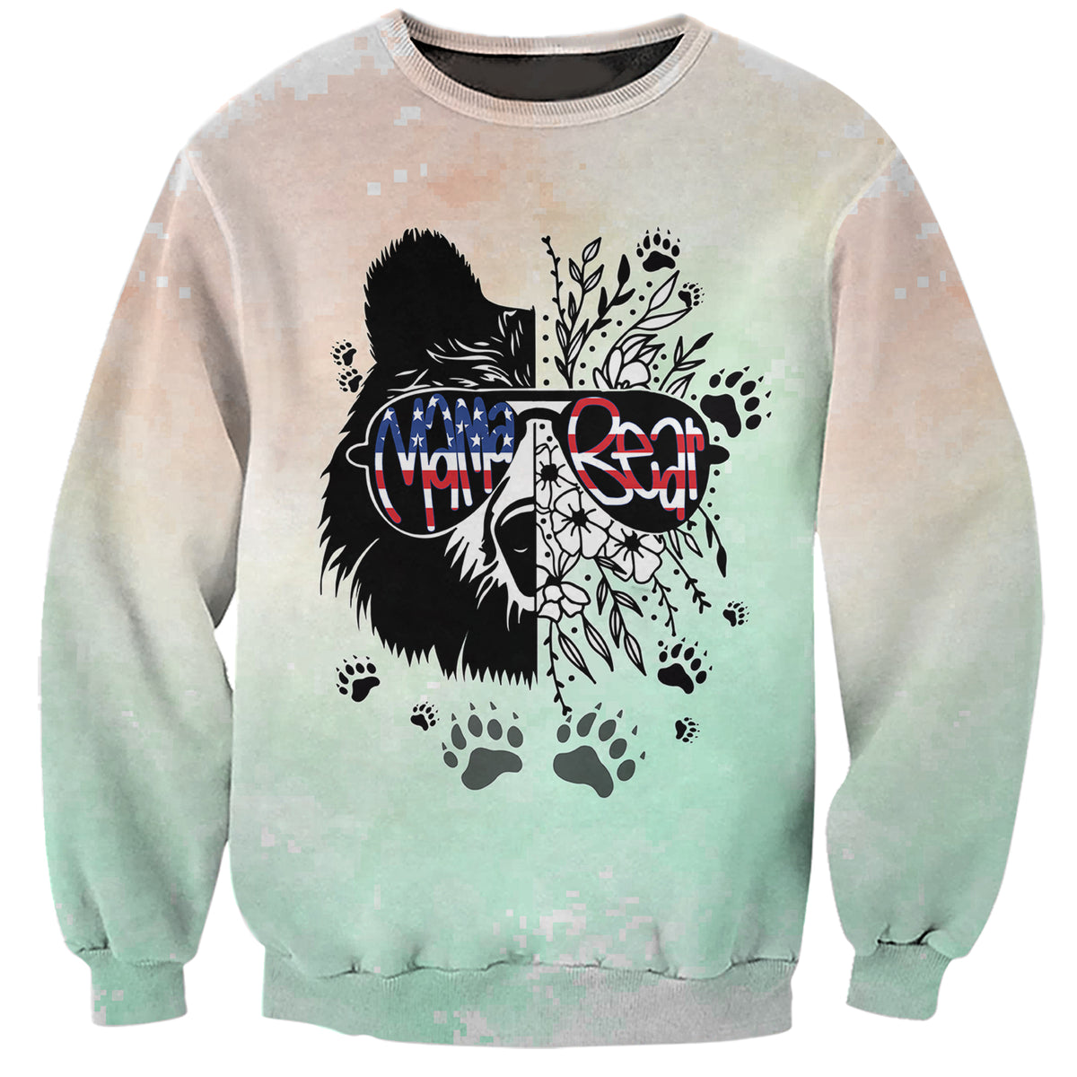 Personalised Mama Bear US Flag First Mother's Day Together Sweatshirt TS07 - Wonder Print Shop