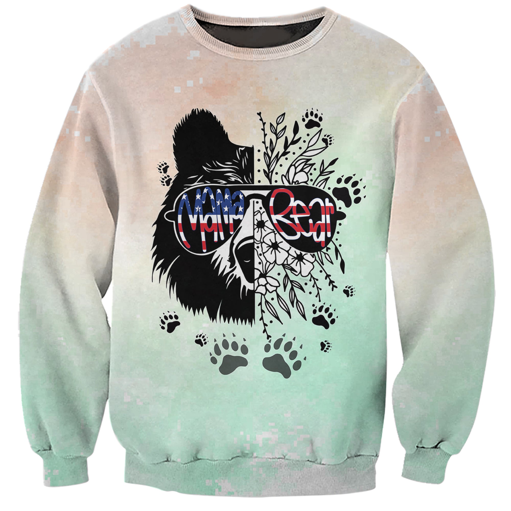 Personalised Mama Bear US Flag First Mother's Day Together Sweatshirt TS07 - Wonder Print Shop