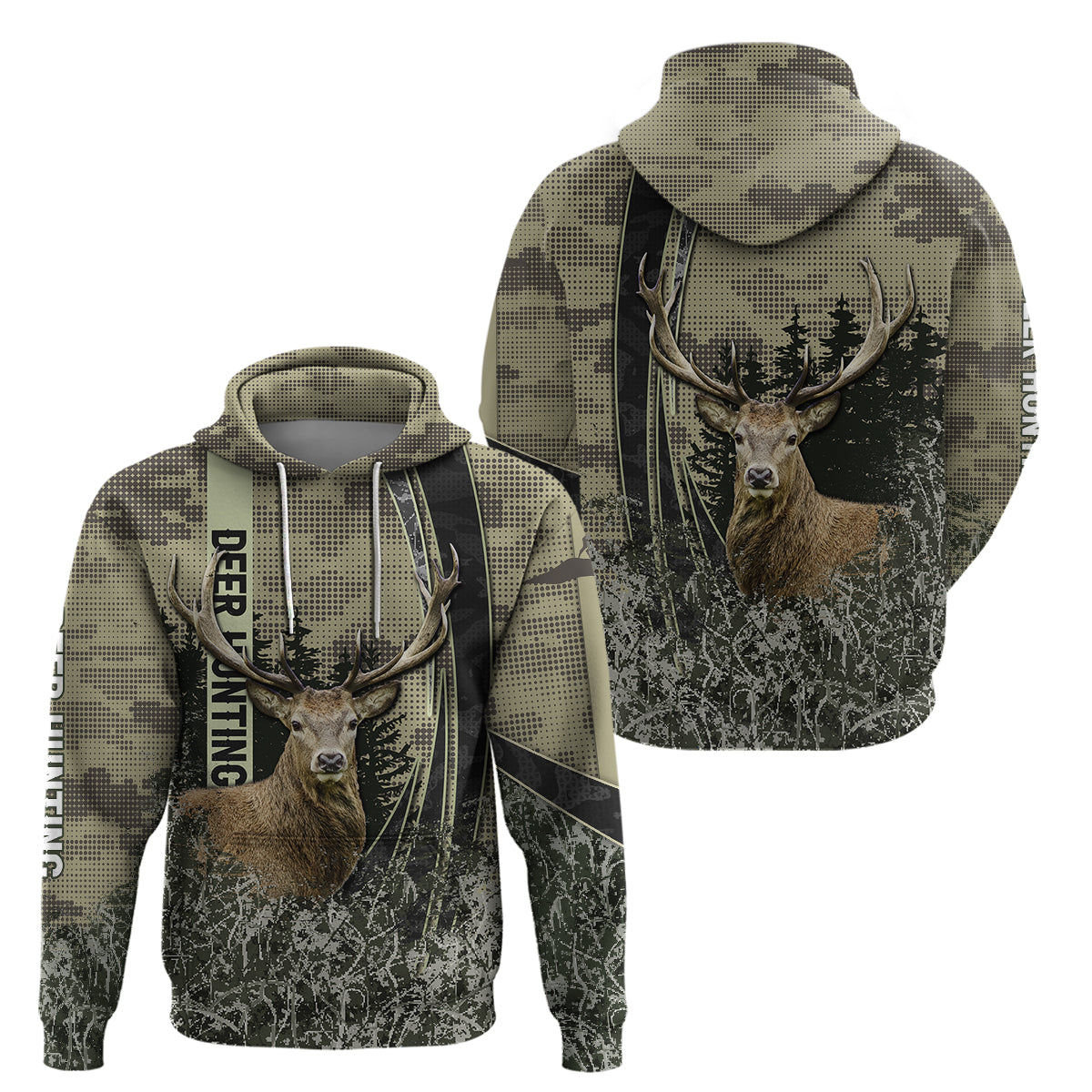 Deer Hunting Camouflaged Modern AbstracHoodie - Wonder Print Shop