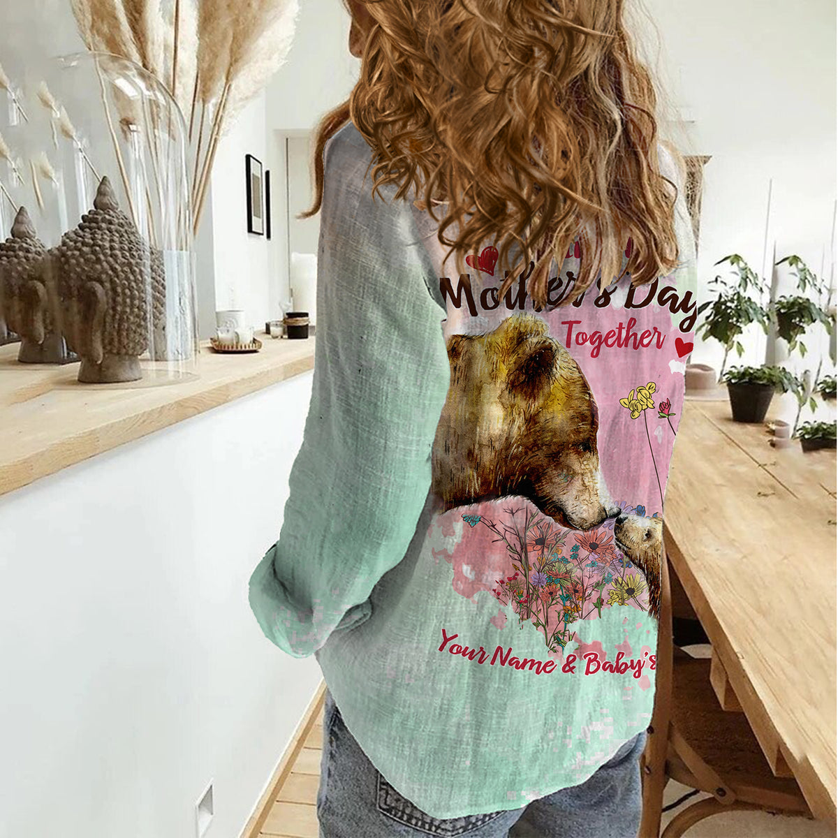 Personalised Mama Bear US Flag First Mother's Day Together Women Casual Shirt TS07 - Wonder Print Shop