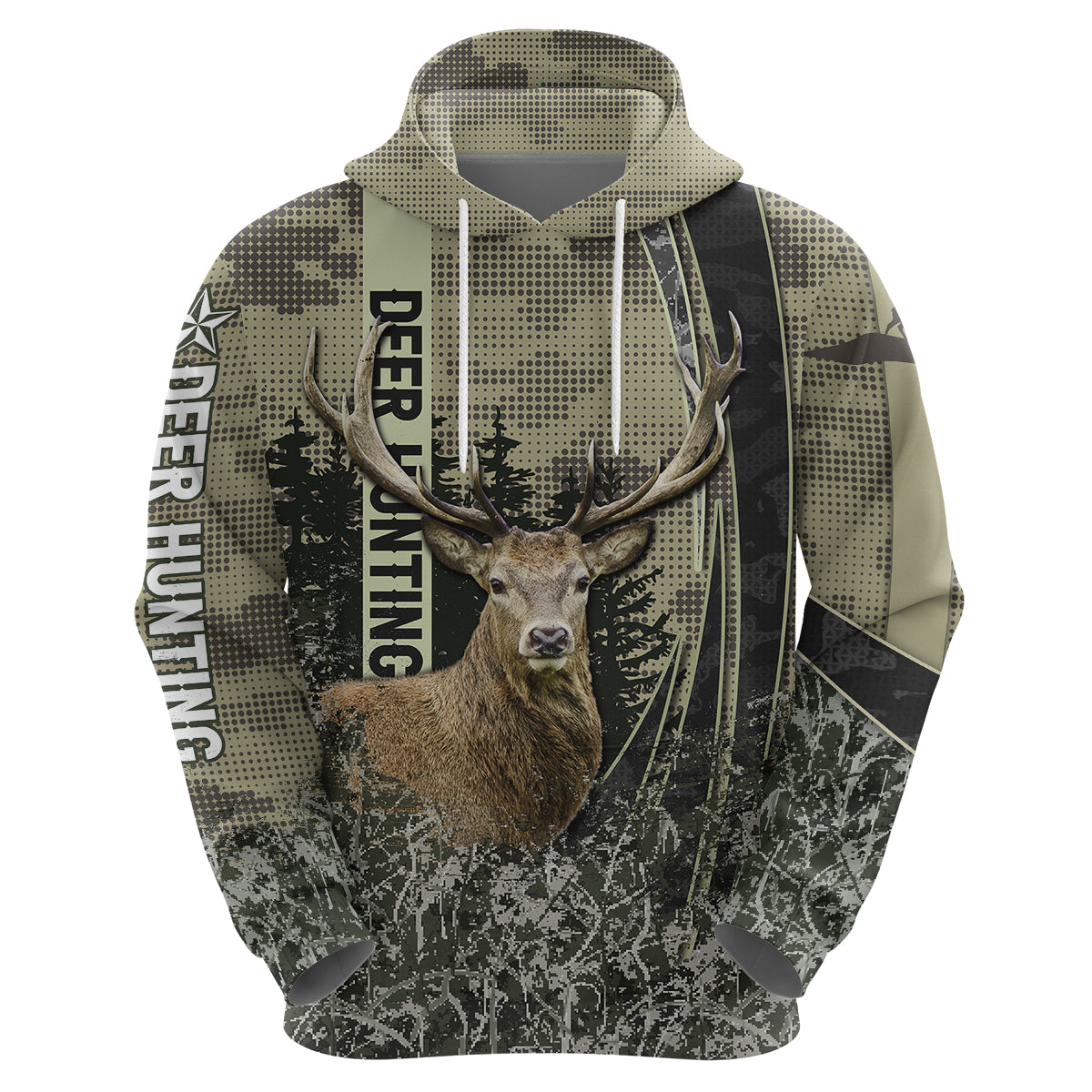 Deer Hunting Camouflaged Modern AbstracHoodie - Wonder Print Shop