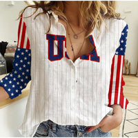 United States 2023 Baseball Classic Uniform USA Flag Women Casual Shirt - Wonder Print Shop