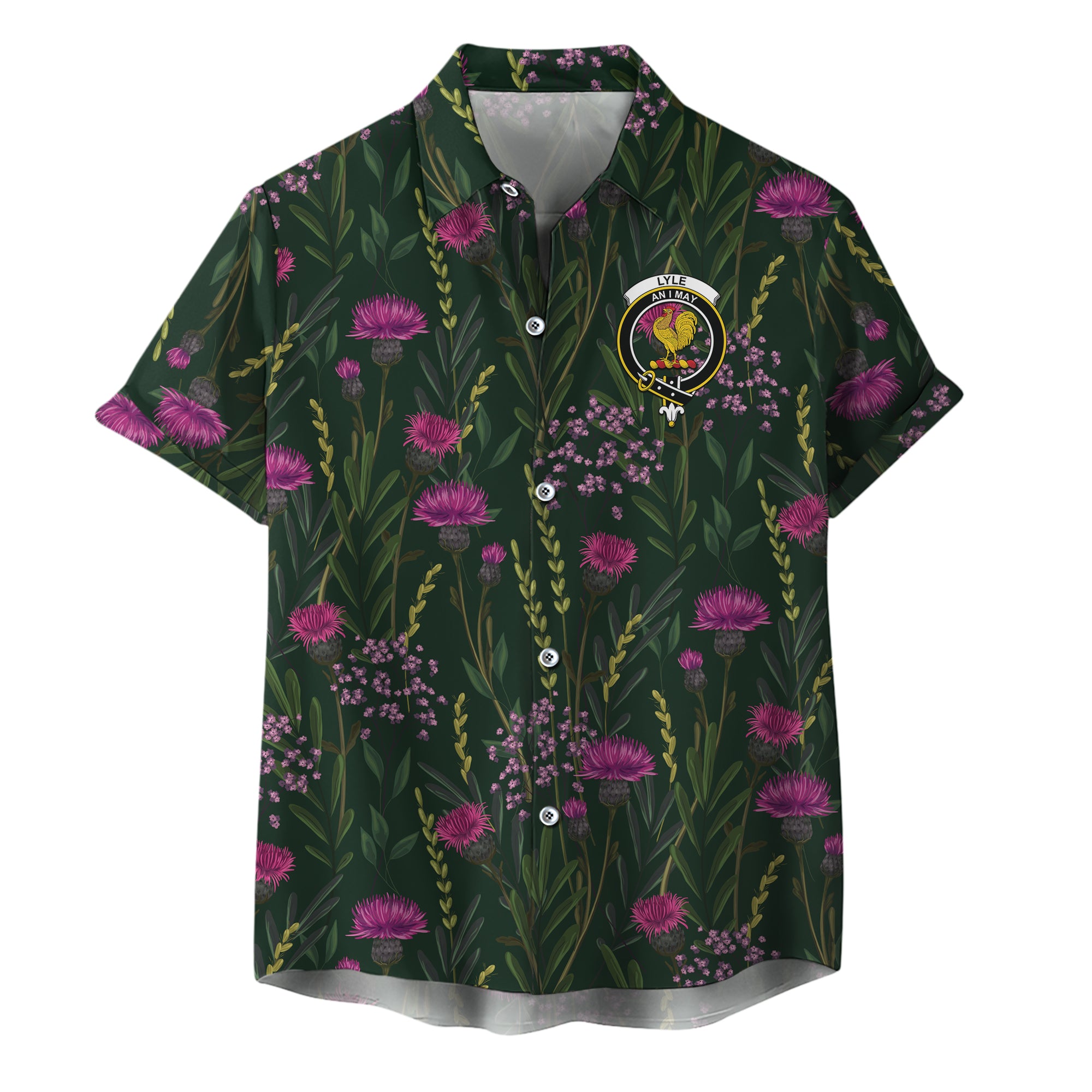 scottish-lyle-clan-crest-thistle-hawaiian-shirt