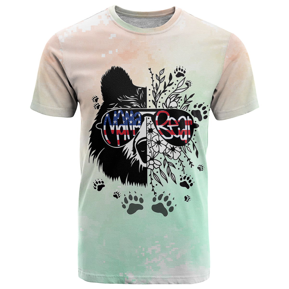 Personalised Mama Bear US Flag First Mother's Day Together T Shirt TS07 - Wonder Print Shop