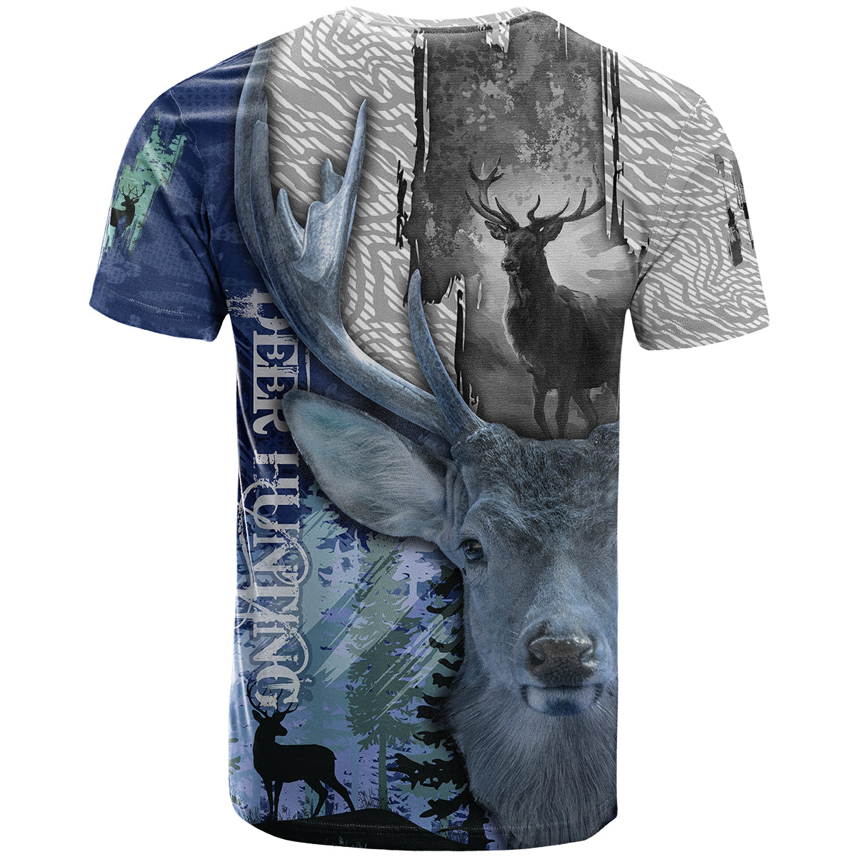 Deer Hunting Stag In The Night Abstract Pattern T Shirt - Wonder Print Shop