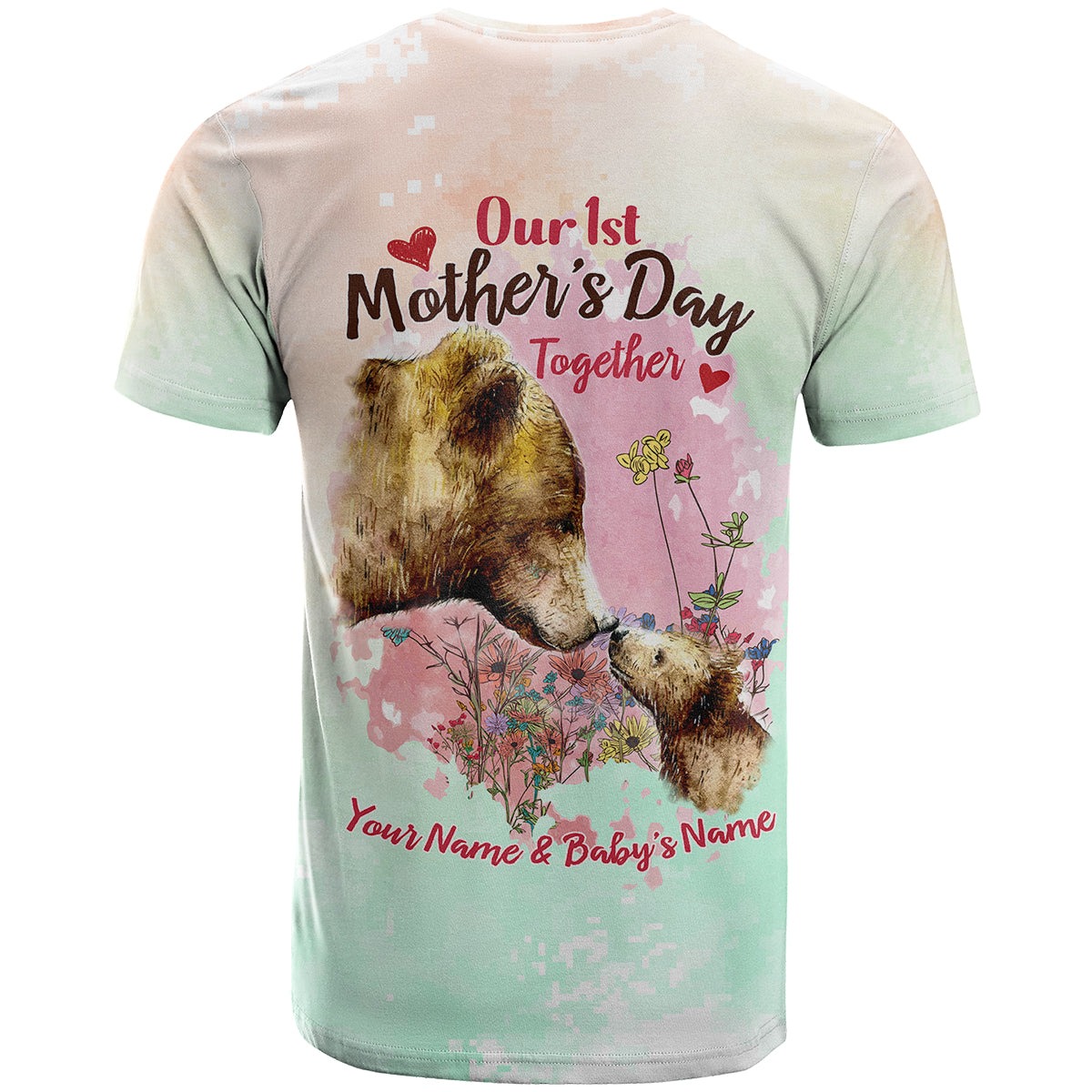 Personalised Mama Bear US Flag First Mother's Day Together T Shirt TS07 - Wonder Print Shop