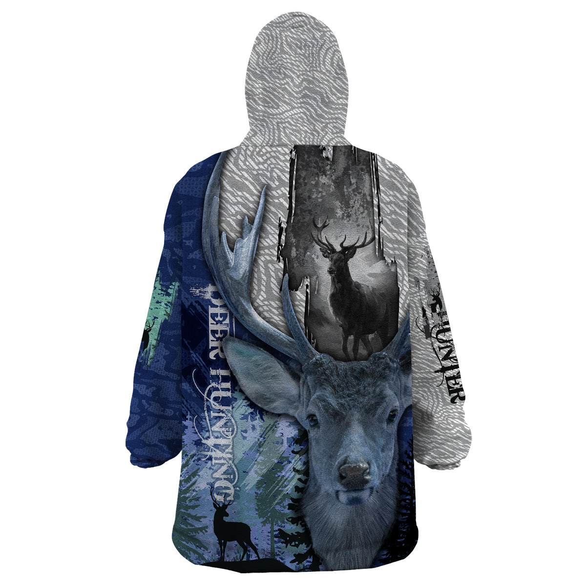 Deer Hunting - Stag In The Night Abstract Pattern Wearable Blanket Hoodie - Wonder Print Shop