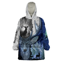 Deer Hunting - Stag In The Night Abstract Pattern Wearable Blanket Hoodie - Wonder Print Shop