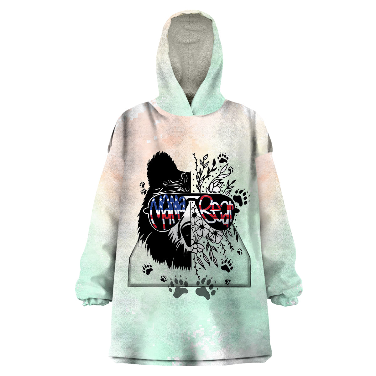 Personalised Mama Bear US Flag First Mother's Day Together Wearable Blanket Hoodie TS07 - Wonder Print Shop