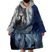 Deer Hunting - Stag In The Night Abstract Pattern Wearable Blanket Hoodie - Wonder Print Shop