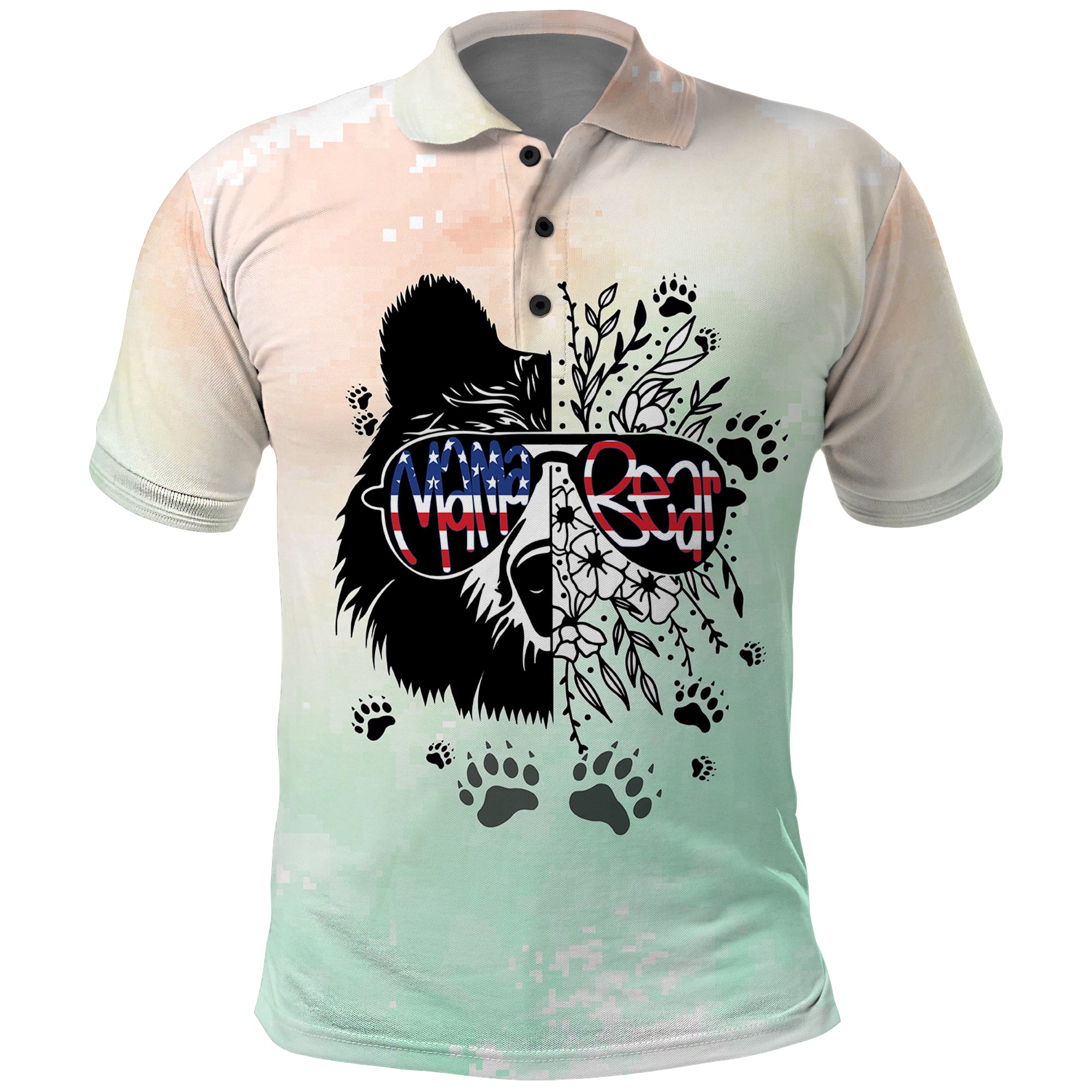 Custom Mama Bear US Flag First Mothers Day Polo Shirt Together TS07 - Wonder Print Shop