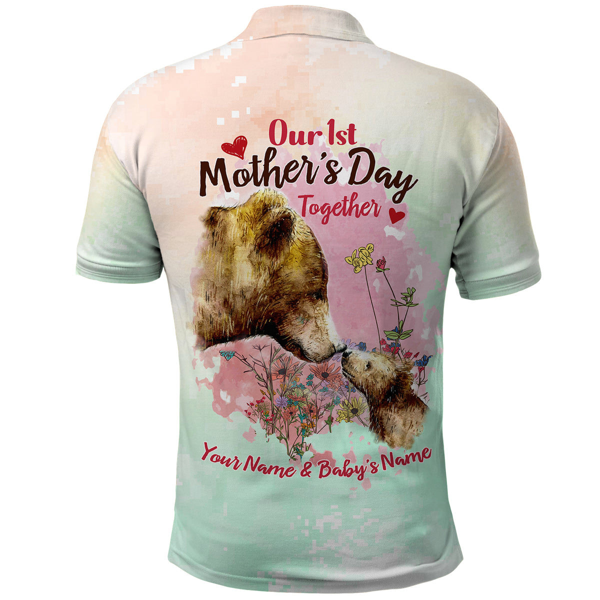 Custom Mama Bear US Flag First Mothers Day Polo Shirt Together TS07 - Wonder Print Shop