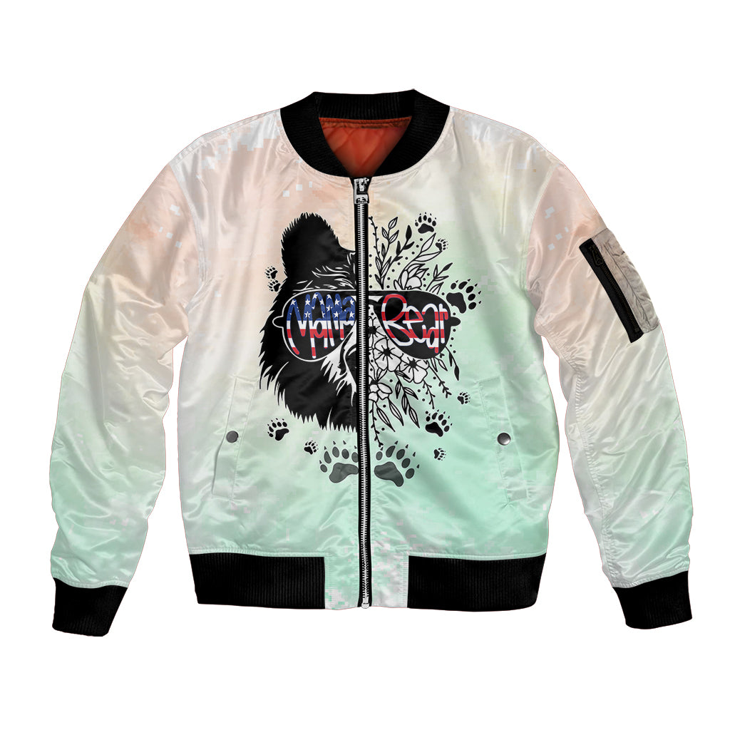 Personalised Mama Bear US Flag First Mother's Day Together Sleeve Zip Bomber Jacket TS07 - Wonder Print Shop