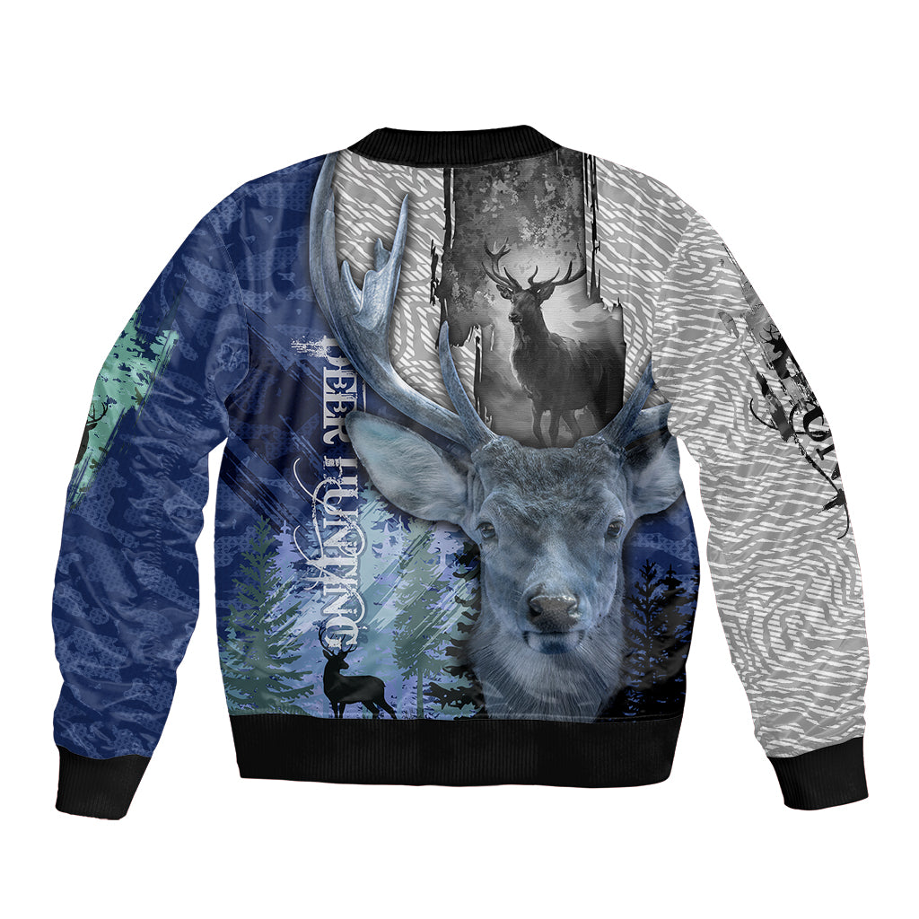 Deer Hunting - Stag In The Night Abstract Pattern Sleeve Zip Bomber Jacket - Wonder Print Shop
