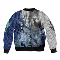 Deer Hunting - Stag In The Night Abstract Pattern Sleeve Zip Bomber Jacket - Wonder Print Shop