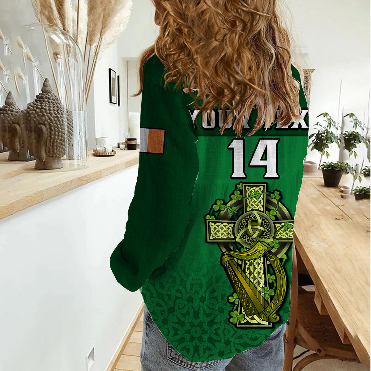 (Custom Text And Number) Ireland Rugby 2023 Champions Six Nations Irish Proud Women Casual Shirt - Wonder Print Shop